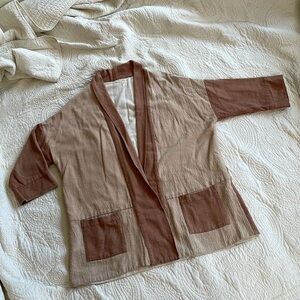 PO-EM handwoven natural dyed cotton jacket housecoat small